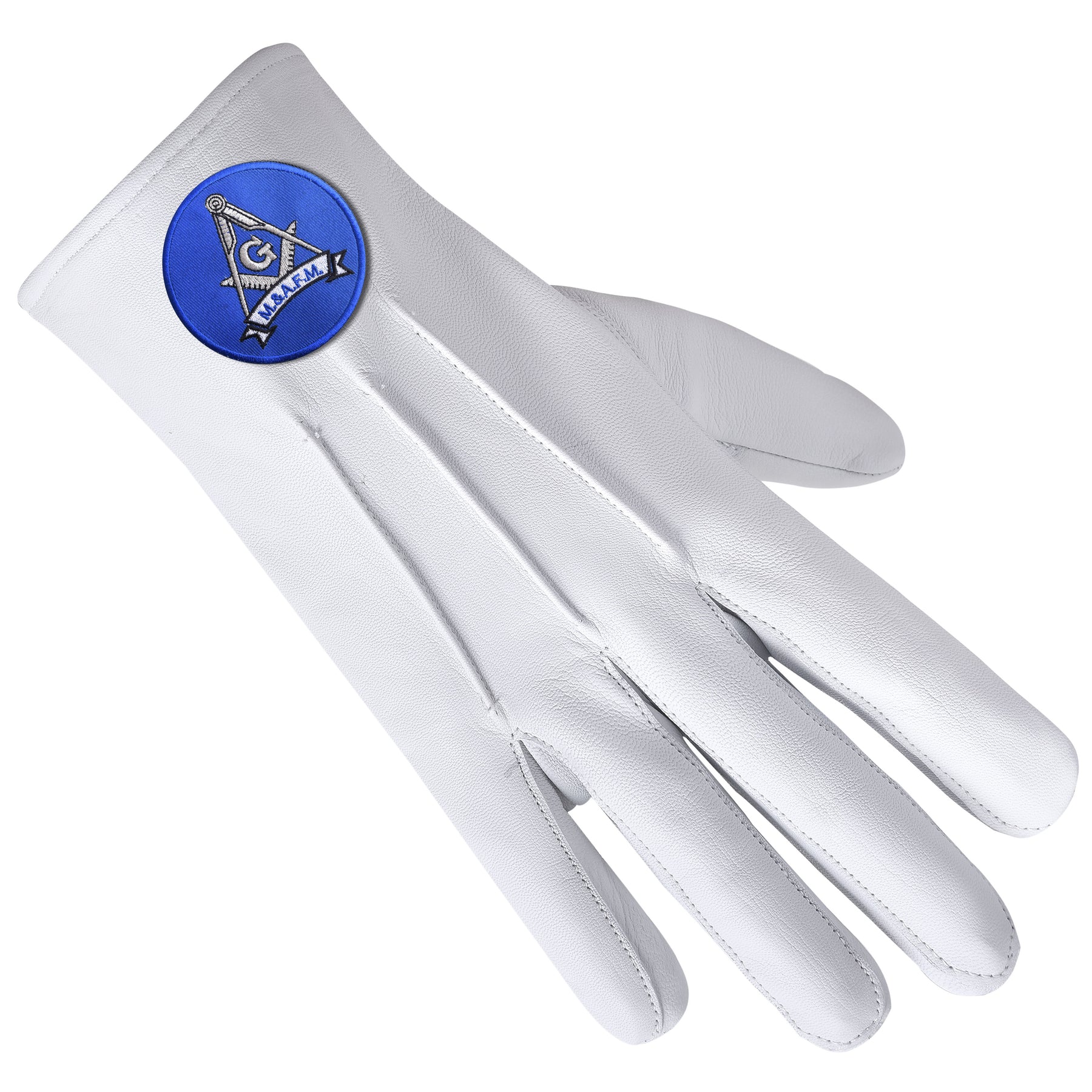 Master Mason Blue Lodge Glove - Leather With Blue Round Patch - Bricks Masons