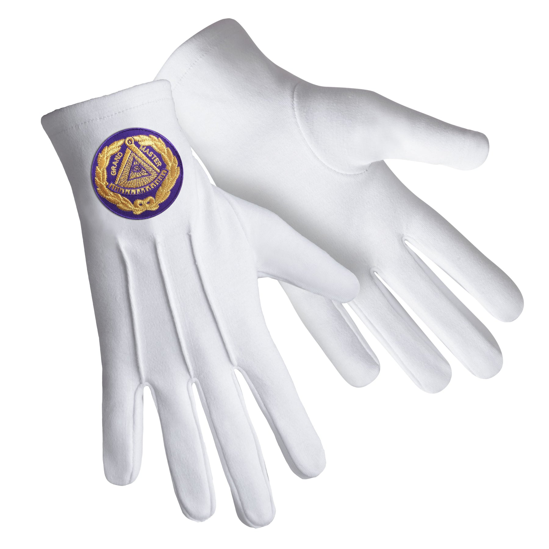 Grand Master Blue Lodge Glove - Pure Cotton With Purple Patch - Bricks Masons