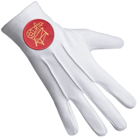 Heroines Of Jericho PHA Glove - White Cotton With Red Round Patch - Bricks Masons