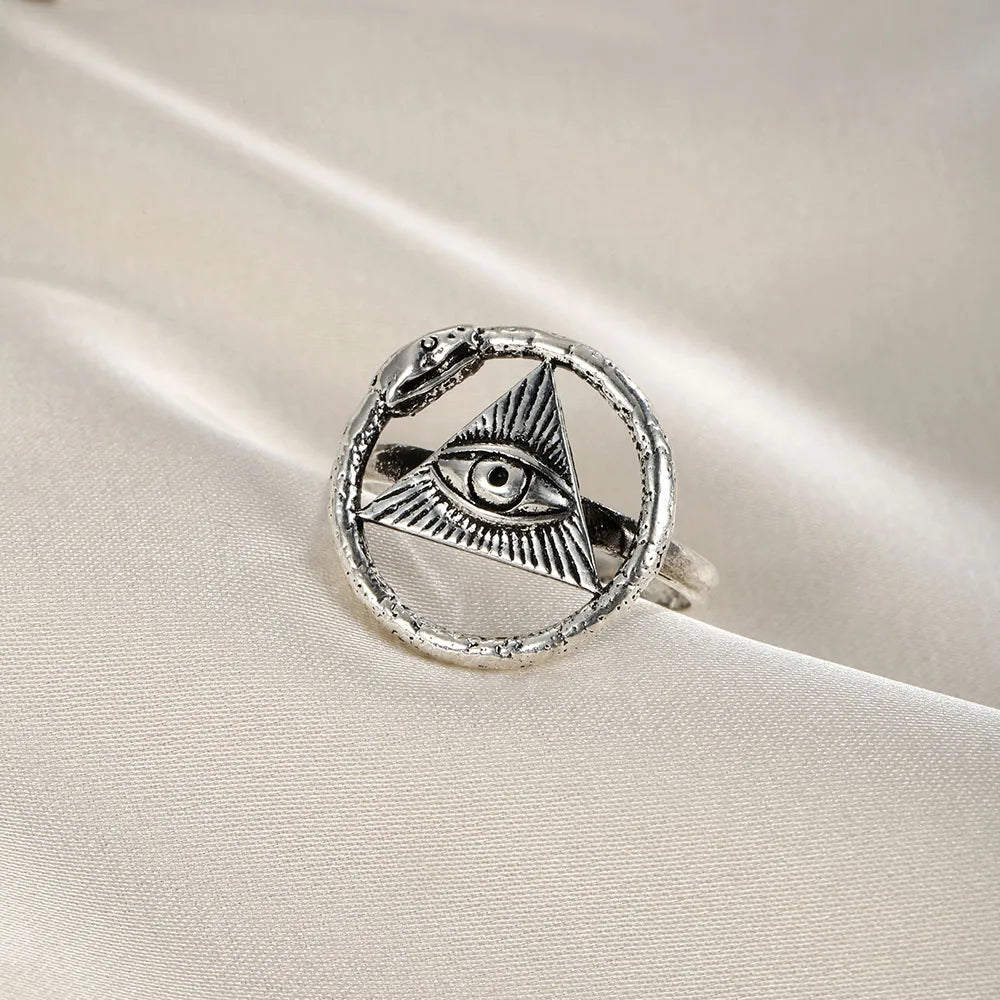 Ring - Gothic Evil Eye Winding Snake - Bricks Masons