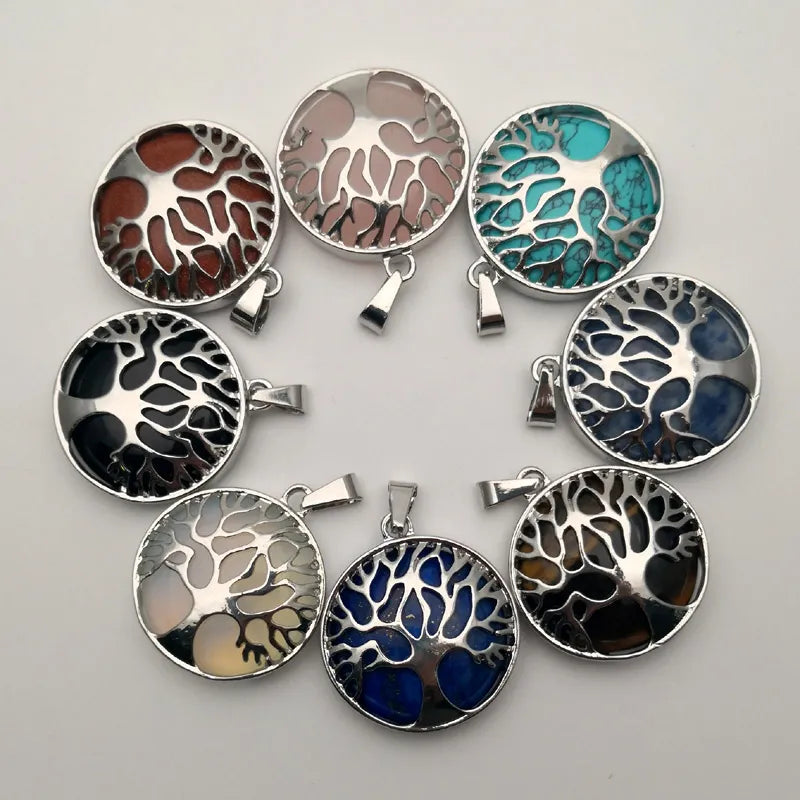 Ancient Israel Pendant - Natural Stone  Alloy 12pc Tree of Life - Bricks Masons