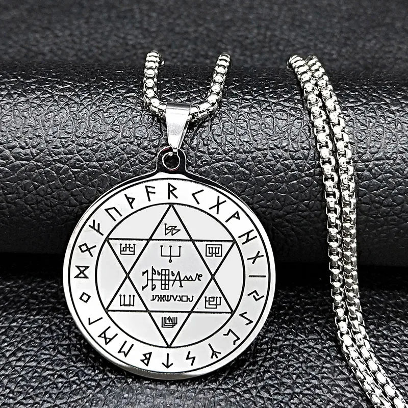 Ancient Israel Necklace - Pentacle Key Of Solomon Seal Stainless Steel - Bricks Masons