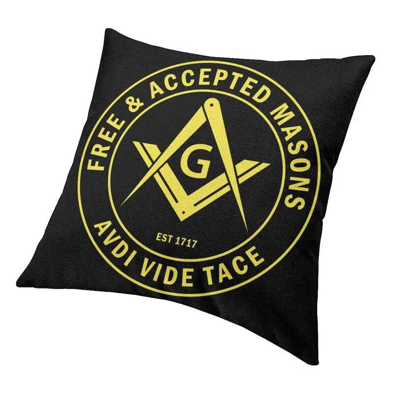 Master Mason Blue Lodge Pillowcase - Yellow Printed Velvet AVIDI VIDE TACE - Bricks Masons