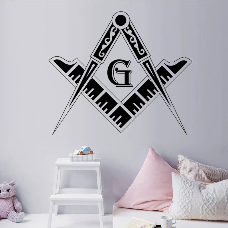 Master Mason Blue Lodge Wall Monogram - PVC Black Sticker - Bricks Masons