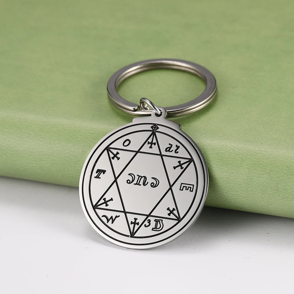 Ancient Israel Keychain - The Seal of Solomon Star of David Stainless Steel - Bricks Masons