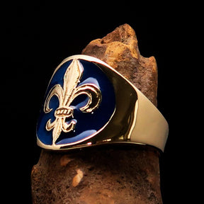 Knights Templar Commandery Ring - Blue Knight Fleur De Lis Cross