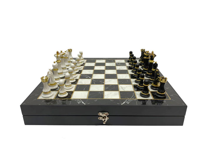 32nd Scottish Rite Chess Set - Black Marble Pattern - Bricks Masons