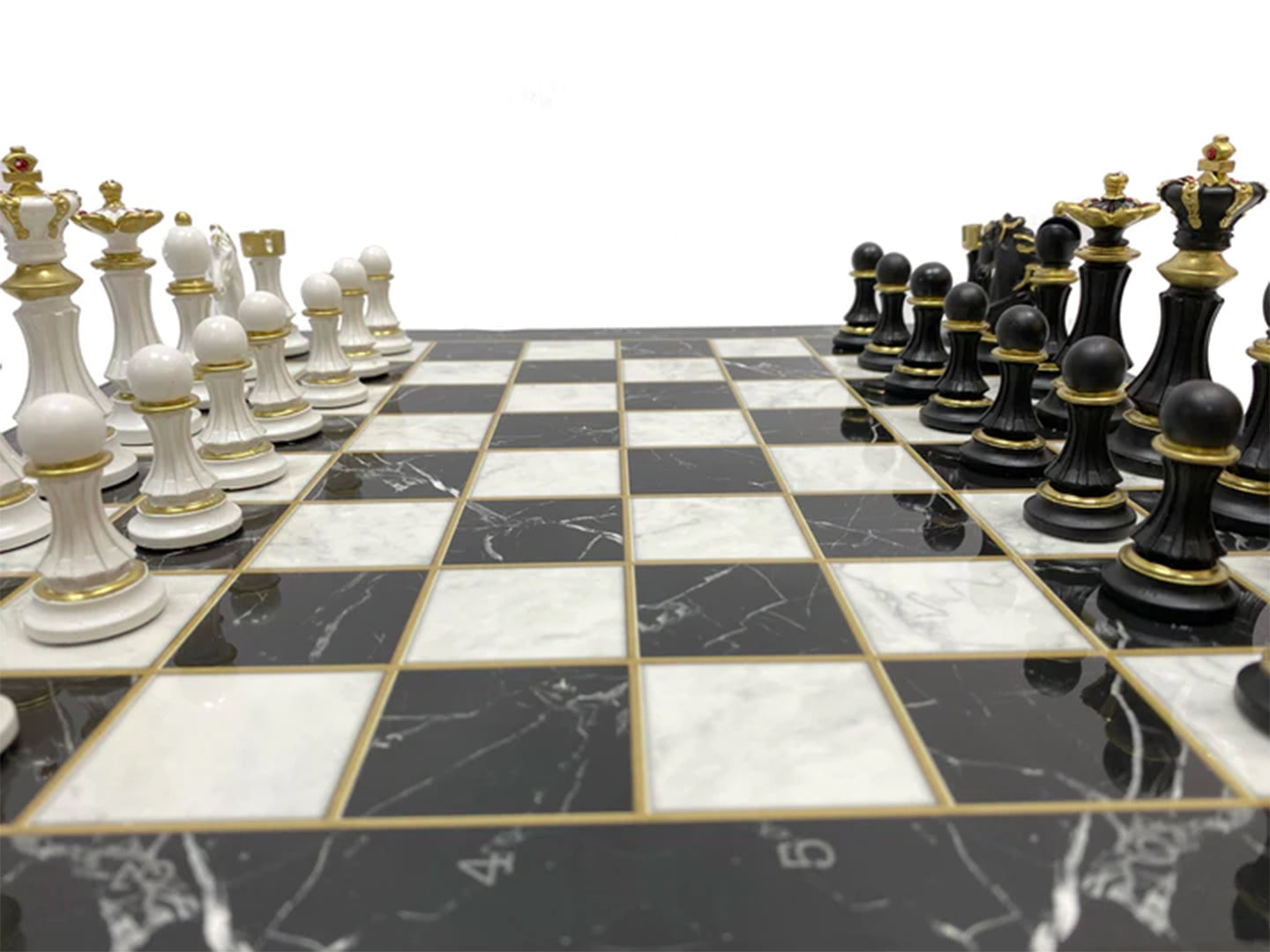 Council Chess Set - Black Marble Pattern - Bricks Masons