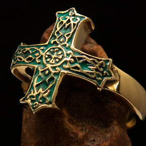 Knights Templar Commandery Ring - Green Celtic Cross