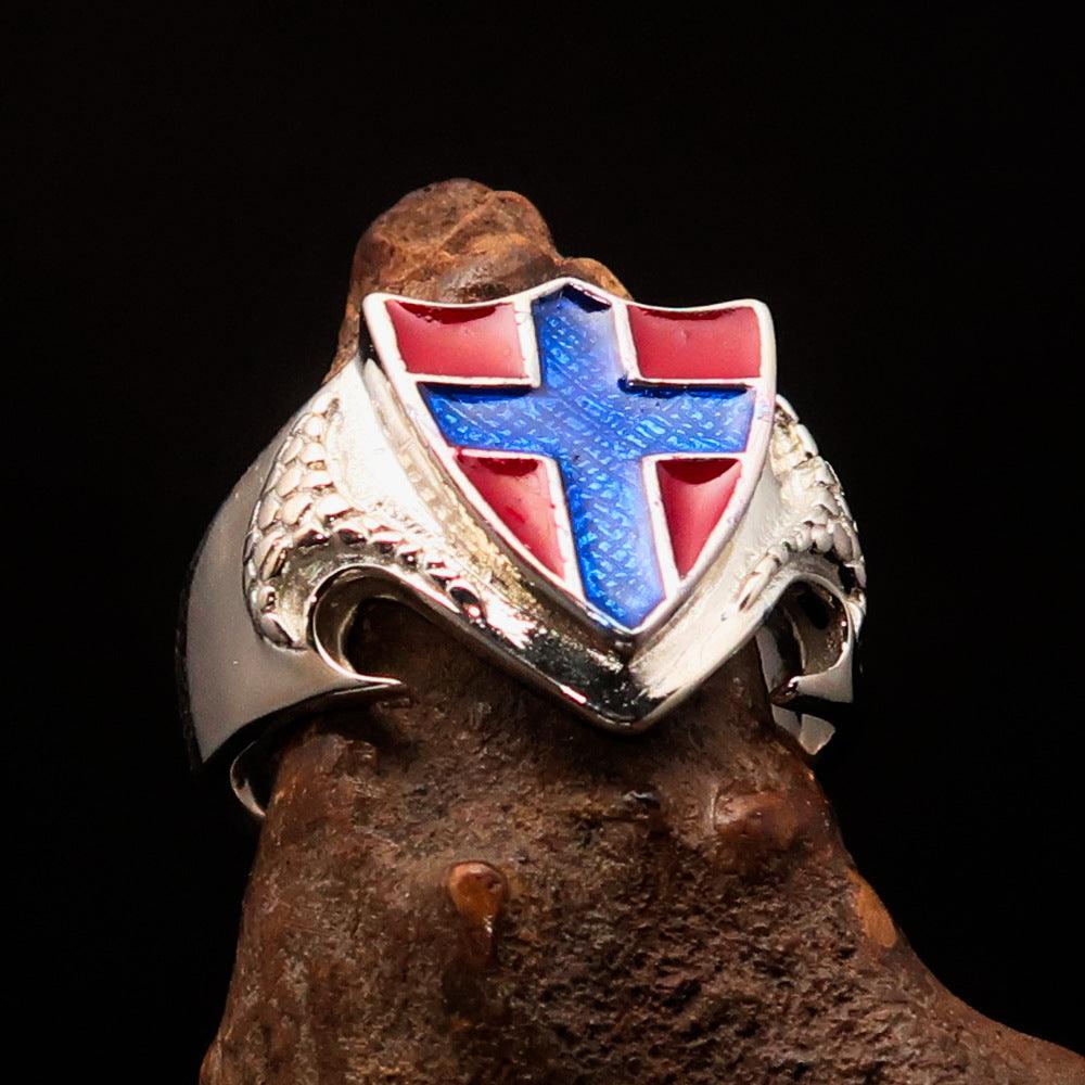 Knights Templar Commandery Ring - Flag of Norway Blue Cross On Red