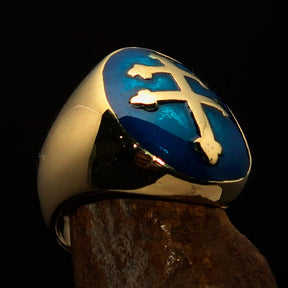 Knights Templar Commandery Ring - Blue Brass Lorraine Cross