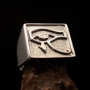 Ancient Egypt Keychain - Squared Eye of Horus Sterling Silver