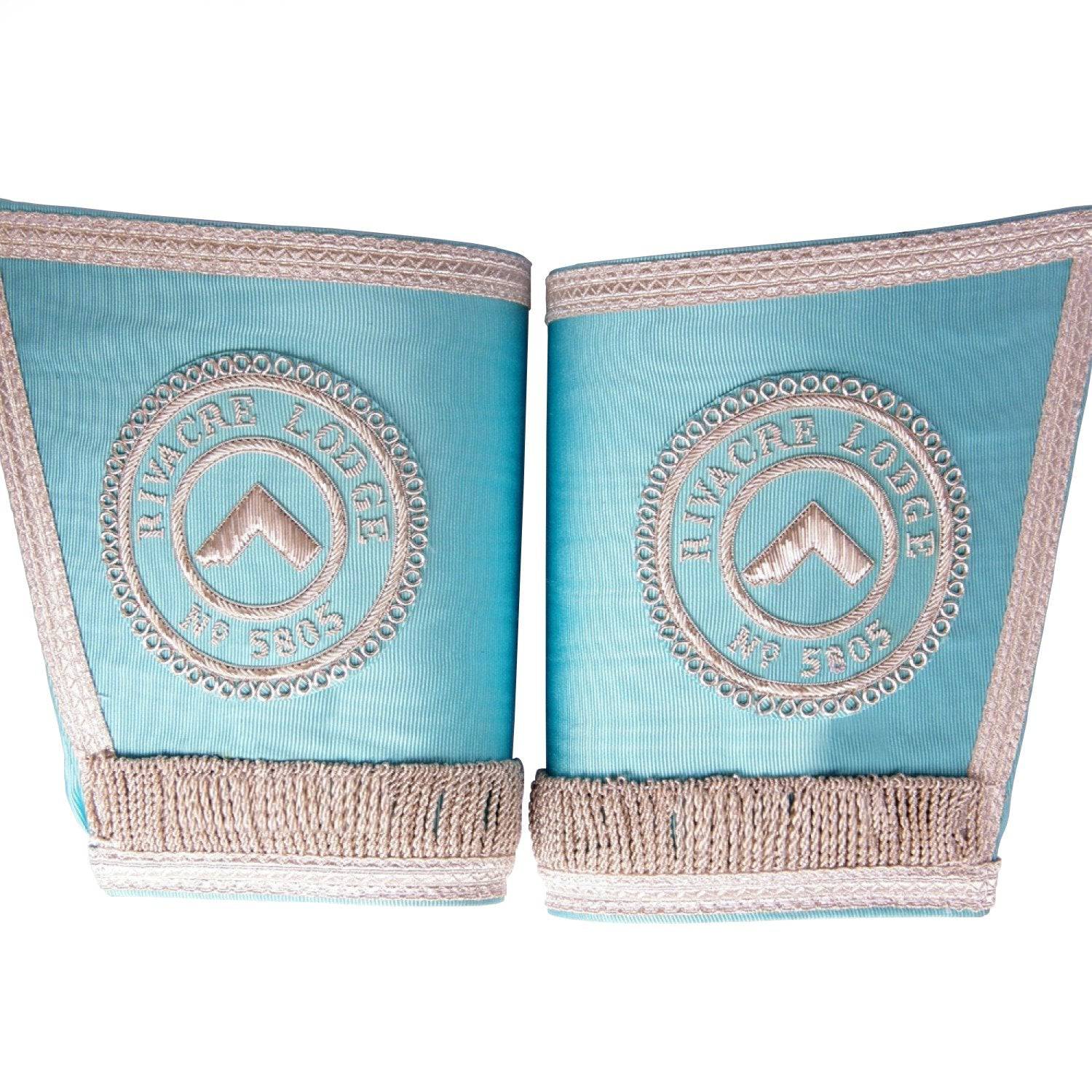 Worshipful Master Craft English Regulation Cuff - Sky Blue Hand Embroidery