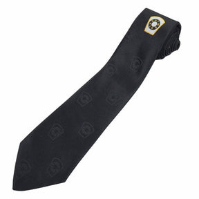 Mark Necktie - Black Silk Logo Print