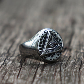 Eye Of Providence Ring - Ancient Silver Color - Bricks Masons