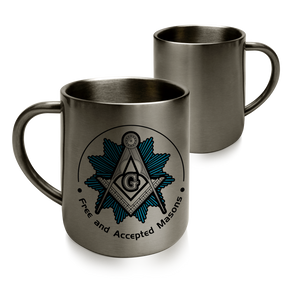 Master Mason Blue Lodge Mug - Stainless Steel Free And Accepted Masons Square & Compass G - Bricks Masons