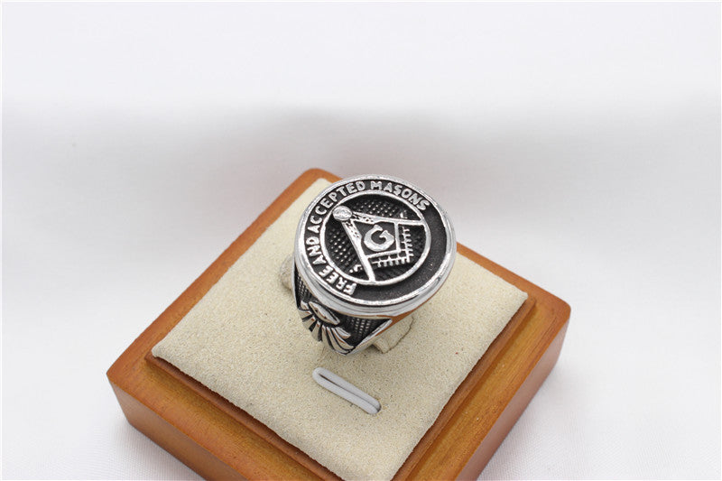 Master Mason Blue Lodge Ring - Silver & Black Free and Accepted Masons - Bricks Masons