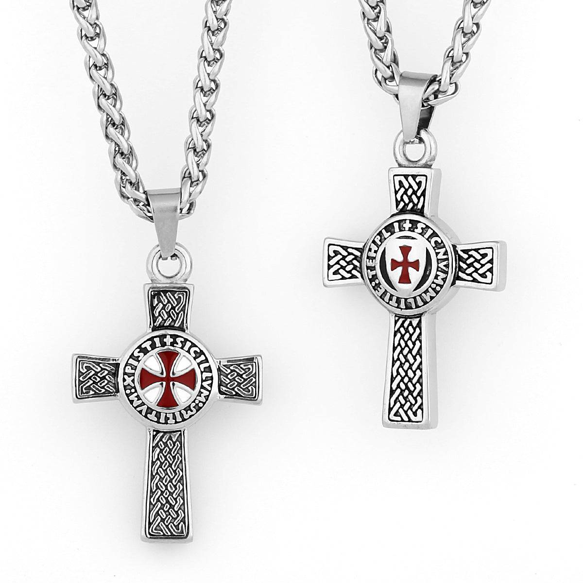 Knights Templar Commandery Necklace - Celtic Knot Red Cross Pendant