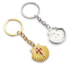 St. Thomas of Acon Keychain - Silver Cross Shell Cross Pendant - Bricks Masons