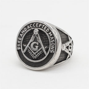 Master Mason Blue Lodge Ring - Silver & Black Free and Accepted Masons - Bricks Masons