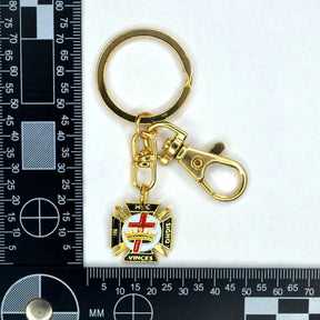 Knights Templar Commandery Keychain - Gold Plated (In Hoc In Signo Vinces) - Bricks Masons