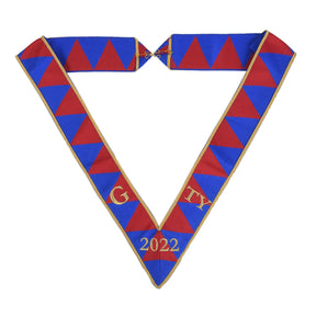 Royal Arch Chapter Collarette - Blue & Red Moire - Bricks Masons