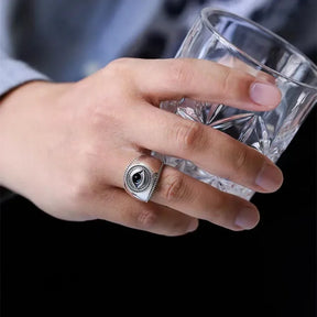 Eye Of Providence Ring - Blue All-Seeing Eye Zinc Alloy - Bricks Masons