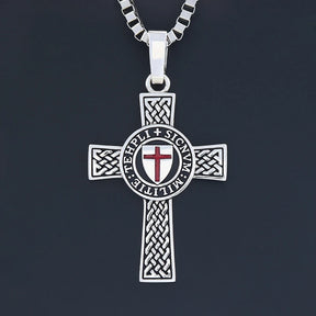 Knights Templar Necklace - Double-sided Cross Templar 925 Silver - Bricks Masons