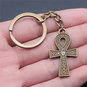 Ancient Egypt Keychain - Zinc Alloy Ankh Cross Shape - Bricks Masons