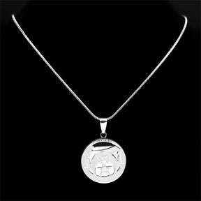 Shriners Necklace - Stainless Steel Silver Color - Bricks Masons