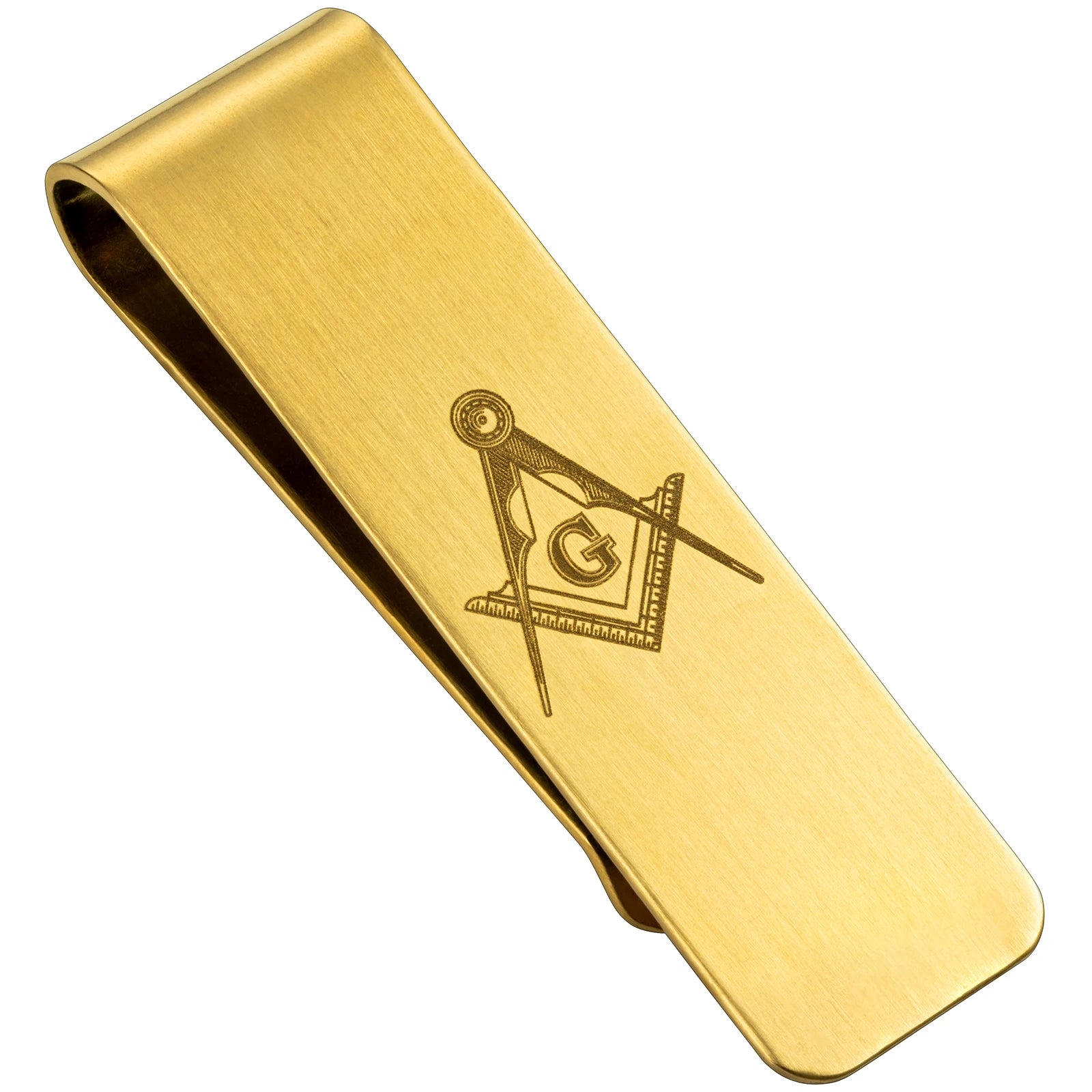 Master Mason Blue Lodge Money Clip - Gold Plated Stainless Steel Square & Compass G - Bricks Masons