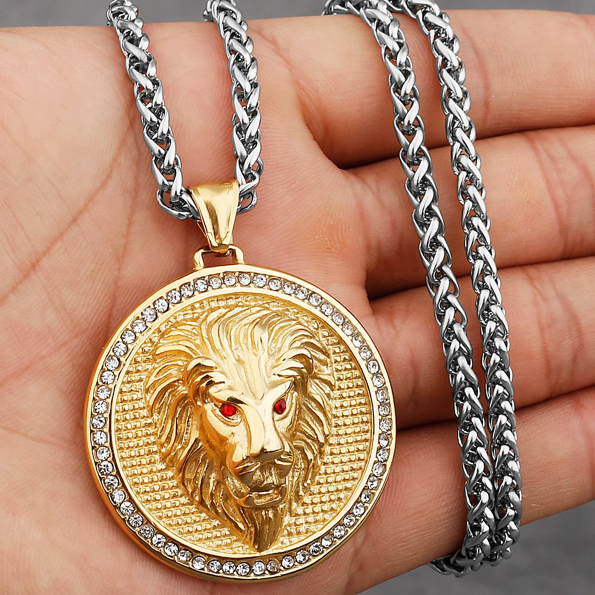 Ancient Israel  Necklace - Lion Head Stainless Steel - Bricks Masons