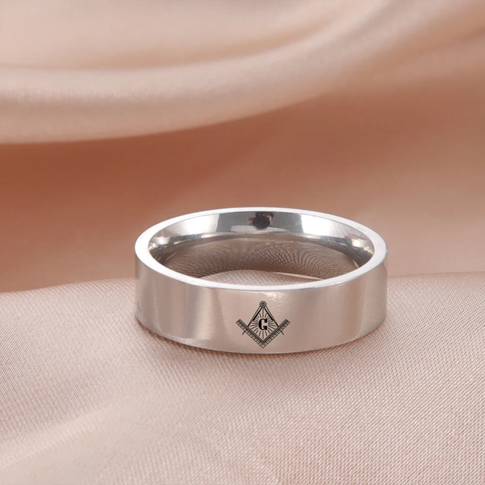 Master Mason Blue Lodge Ring - Titanium 316L Stainless Steel - Bricks Masons