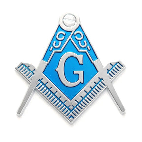 Master Mason Blue Lodge Car Emblem - Gold & Blue Alloy - Bricks Masons