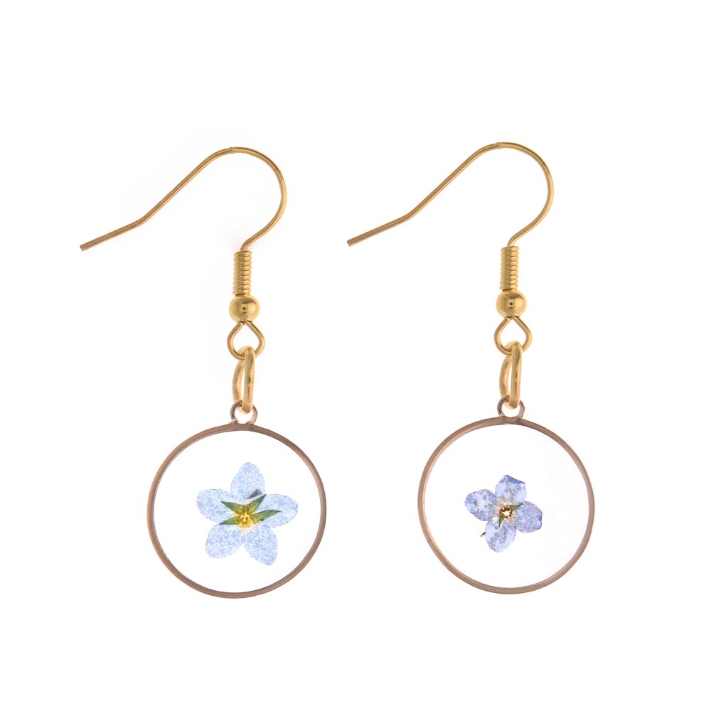 Masonic Earring -  Forget Me Not Flat Round Resin - Bricks Masons