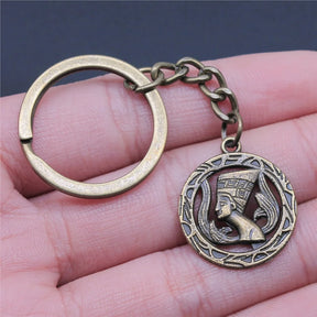 Ancient Egypt Keychain - Zinc Alloy Round Charm - Bricks Masons