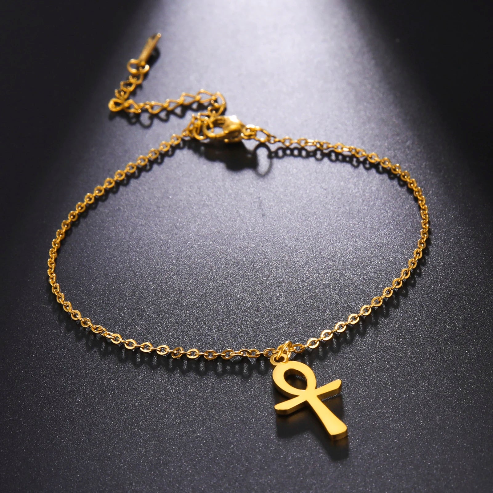 Ancient Egypt Anklet - Ankh Cross Stainless Steel - Bricks Masons