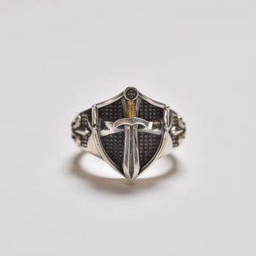 Knights Templar Commandery Ring - Silver Zinc Alloy Templar Sword & Shield