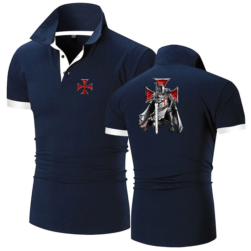 Knights Templar Commandery Polo Shirt - Navy Blue Breathable Cotton