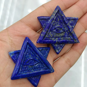 Ancient Egypt Decor - 1pc Natural Lapis Lazuli Crystal Carving Hexagon Star - Bricks Masons