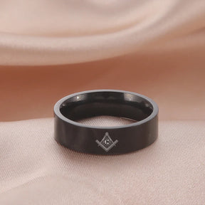 Master Mason Blue Lodge Ring - Titanium 316L Stainless Steel - Bricks Masons