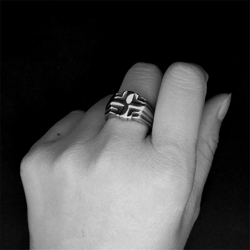 Knights Templar Commandery Ring - Stainless Steel Concise Cross - Bricks Masons