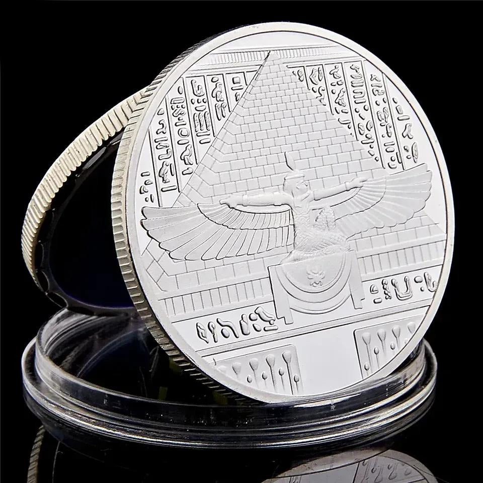 Ancient Egypt Coin - Silver Plated Pharaoh Portrait - Bricks Masons