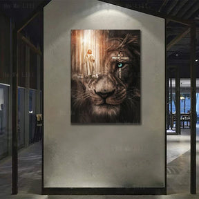 Ancient Israel Canvas - Judah Lion And Jesus Resurrection And Sacrifice - Bricks Masons