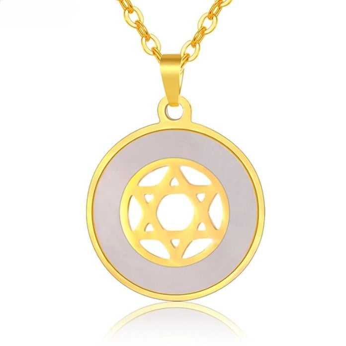 Ancient Israel Necklace - Star of David Solomon Seal Six-pointed Star Necklace Stainless Steel - Bricks Masons