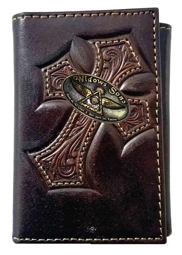 Widows Sons Wallet - Nocona Cross Trifold Chocolate - Bricks Masons