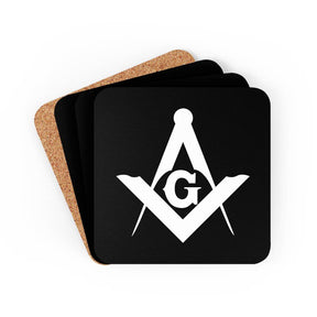 Master Mason Blue Lodge Coaster - Square & Compass G Black