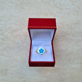 Masonic Ring - Forget me Not 925K Silver and Enamel - Bricks Masons