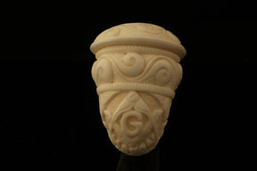 Master Mason Blue Lodge Meerschaum Pipe - Wax Coated With Square & Compass G - Bricks Masons