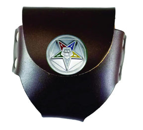 OES Snuff Can Holder - Genuine Leather & Belt Loop With Rivets - Bricks Masons